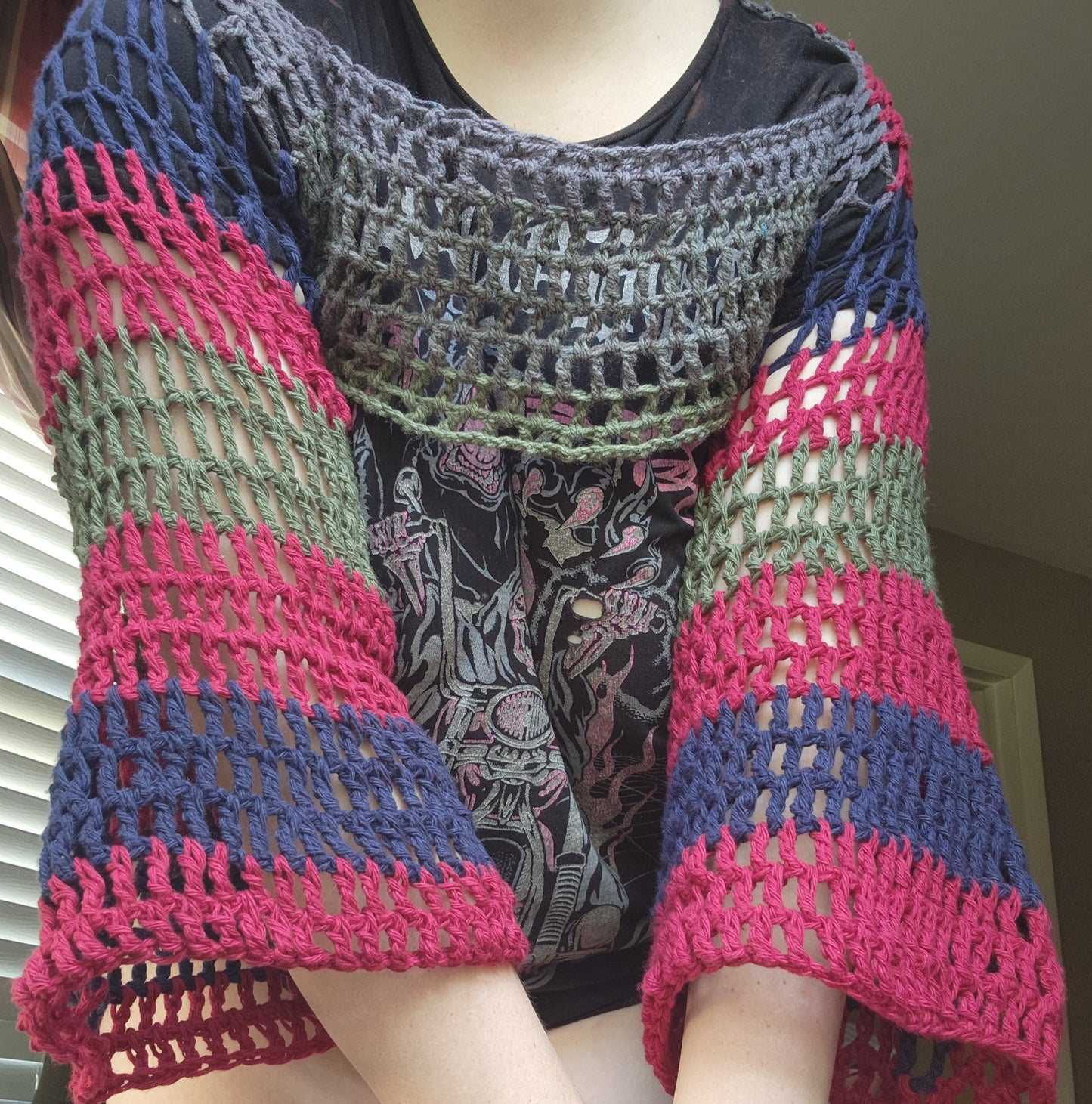 multicoloured fairy bell sleeves shrug