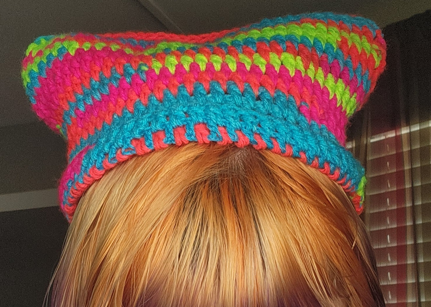 neon rainbow cat beanie
