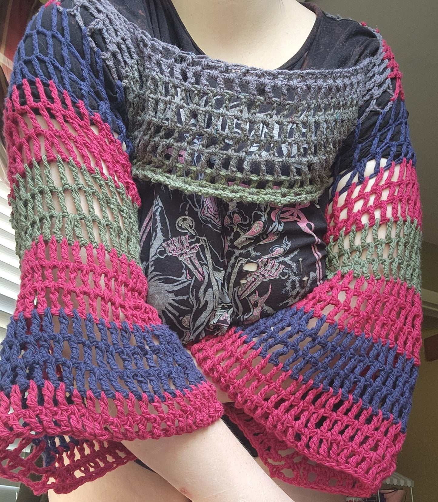 multicoloured fairy bell sleeves shrug