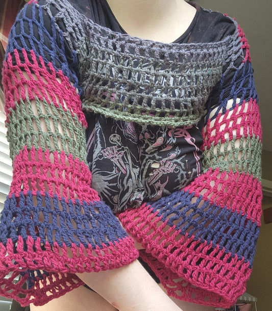 multicoloured fairy bell sleeves shrug