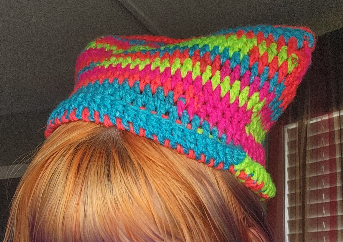 neon rainbow cat beanie
